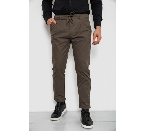 Штани чоловічі класичні однотонні, колір хакі, 157RU02-014