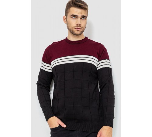 Светр чоловічий, колір чорно-бордовий, 161R884