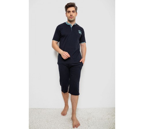 Піжама чоловіча з принтом, колір синій, 243R2005