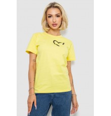 Футболка жіноча з принтом, колір жовтий, 238R57384-1 Футболка жіноча з принтом, колір жовтий, 238R57384-1