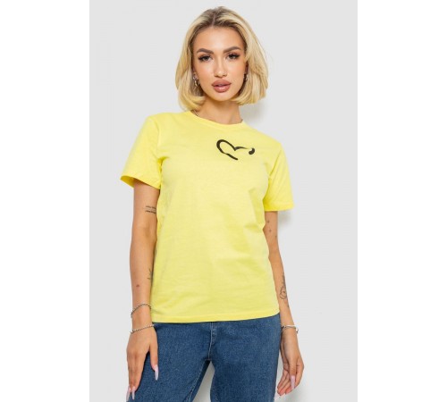 Футболка женская с принтом, цвет желтый, 238R57384-1