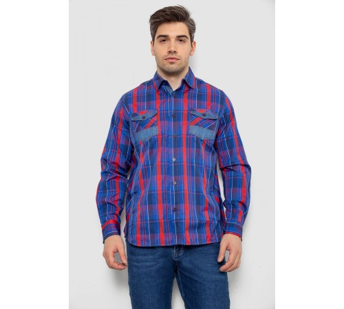 Сорочка чоловіча в клітинку, колір синій, 214R0746