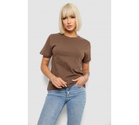 Футболка женская однотонная, цвет коричневый, 129R8900
