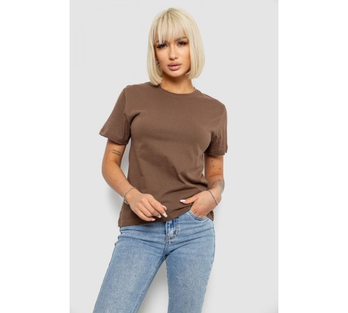 Футболка жіноча однотонна, колір коричневий, 129R8900