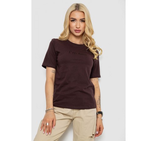 Футболка женская с принтом, цвет шоколадный, 241R1833