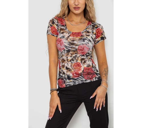 Футболка- женская сетка, цвет бежево-розовый, 186R628