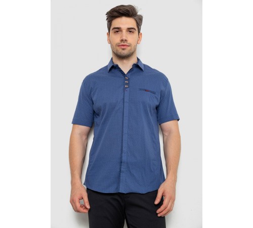 Сорочка чоловіча з принтом, колір джинс, 214R7020