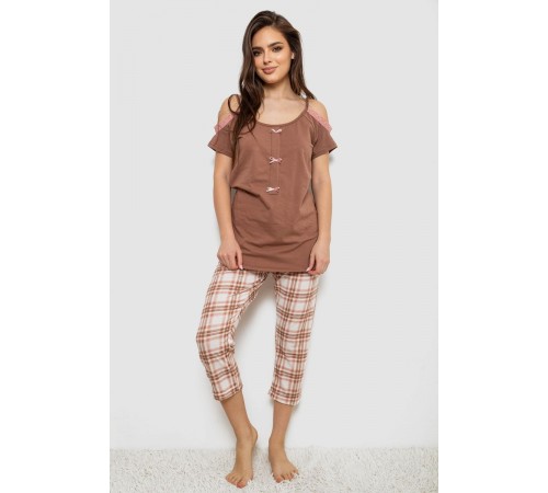 Піжама жіноча, колір коричневий, 243R1602-014