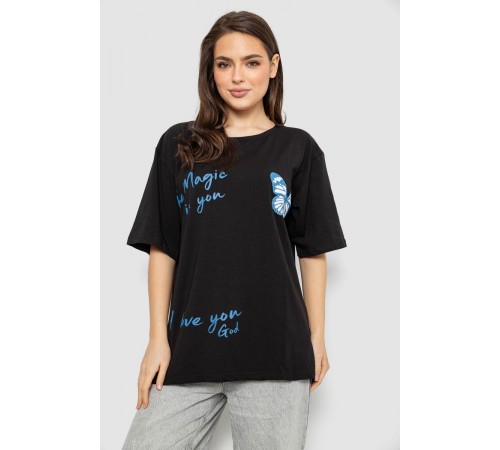 Футболка женская с принтом, цвет черный, 244R3006