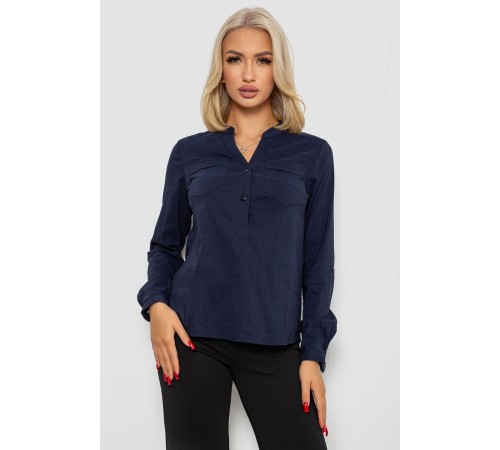 Блуза однотонна, колір синій, 230R96-10