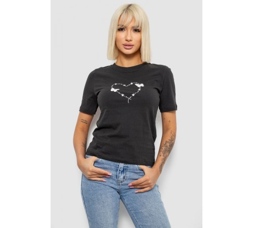 Футболка женская с принтом, цвет грифельный, 241R125