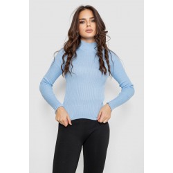 Водолазка женская в рубчик, цвет голубой, 214R91306