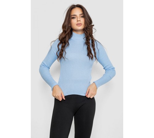 Водолазка жіноча в рубчик, колір блакитний, 214R91306