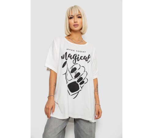 Футболка женская с принтом, цвет молочный, 244R6005-1
