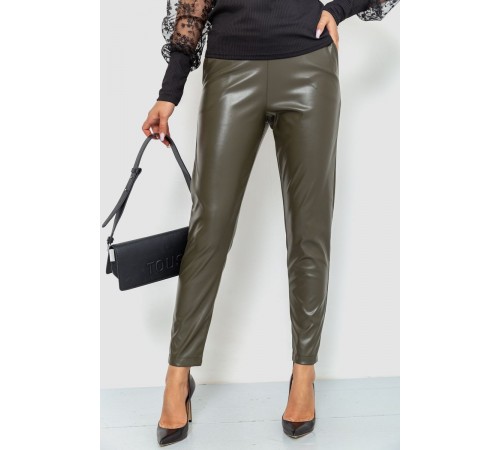 Лосини жіночі з екошкіри, колір хакі, 214R2031