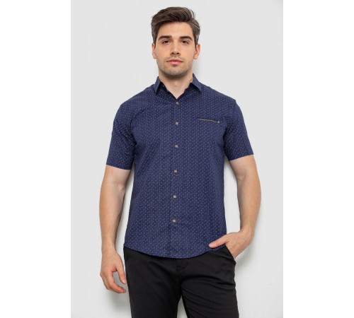 Сорочка чоловіча з принтом, колір темно-синій, 214R7332