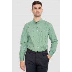 Рубашка мужская котоновая повседневная, цвет зеленый, 247R414