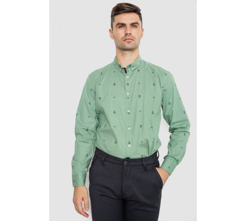 Сорочка чоловіча котонова повсякденна, колір зелений, 247R414