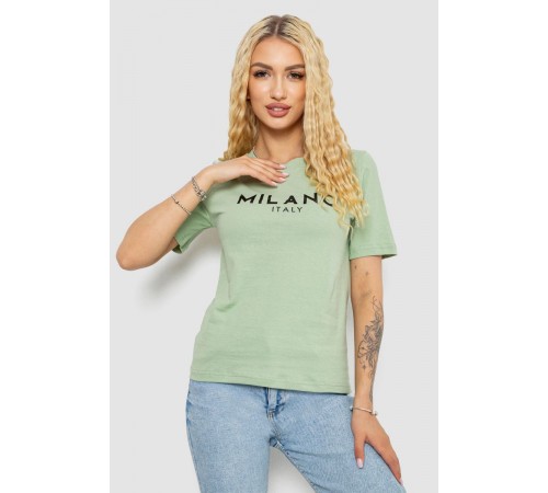 Футболка жіноча з принтом, колір оливковий, 241R134