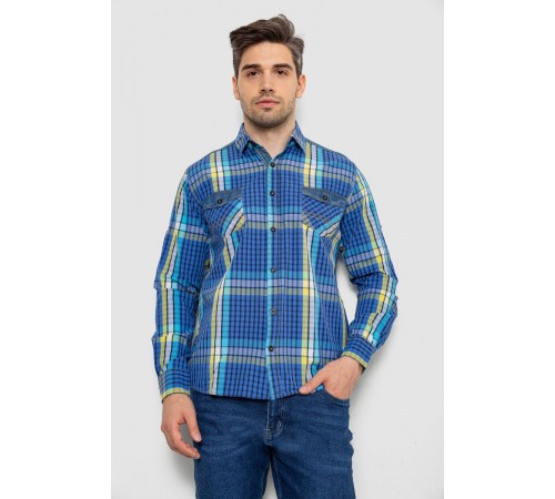 Сорочка чоловіча в клітинку, колір синій, 214R0743-1