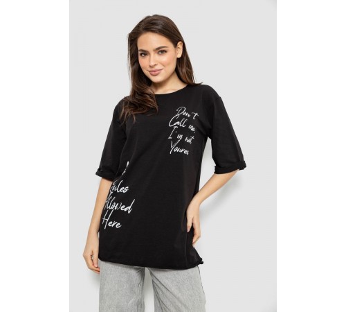 Футболка женская с принтом 0, цвет черный, 244R1024-1