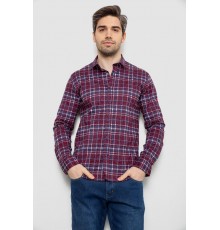 Сорочка чоловіча в клітинку з принтом, колір бордовий, 186R6917-10