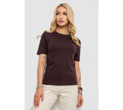 Футболка жіноча з принтом, колір шоколадний, 241R133