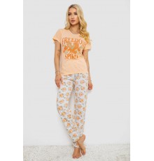Піжама жіноча з принтом, колір персиковий, 243R2526