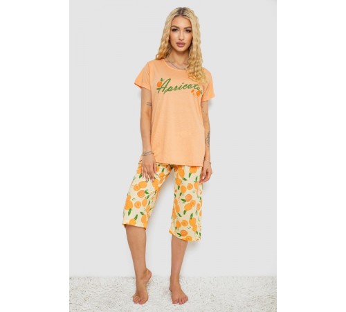 Піжама жіноча з принтом, колір помаранчевий, 243R7141