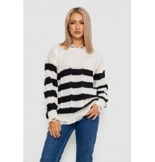 Светр жіночий в смужку, колір біло-чорний, 244RA111