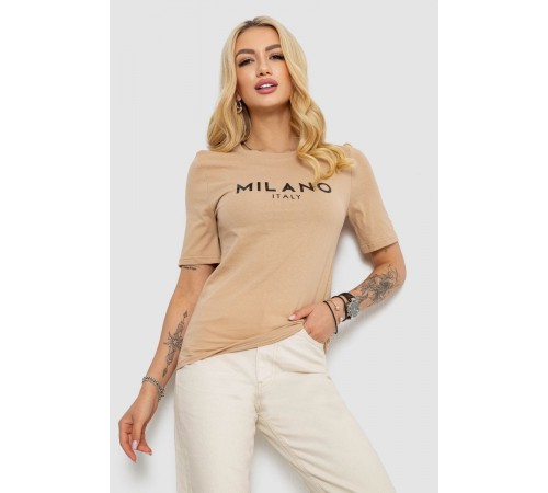 Футболка жіноча з принтом, колір бежевий, 241R134
