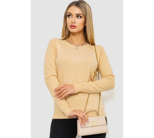 Кофта жіноча однотонна повсякденна, колір бежевий, 244R2033