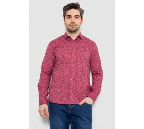 Рубашка мужская однотонная с принтом, цвет сливовый, 186R2115