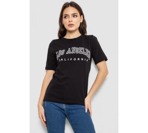 Футболка жіноча з принтом, колір чорний, 241R1832