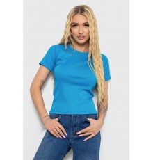 Футболка женская в рубчик, цвет темно-голубой, 238R123-2