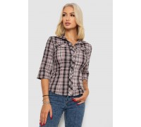 Рубашка женская в клетку, цвет темно-пудровый, 230R063