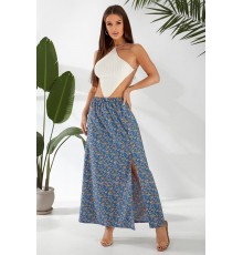Спідниця софт із квітковим принтом, колір синій, 257R11