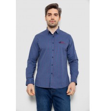 Сорочка чоловіча в клітку з принтом, колір джинс, 186RM04