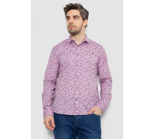 Сорочка чоловіча однотонна з принтом, колір бузковий, 186R2115