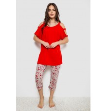 Жіноча піжама з принтом, колір червоний, 243R1602-018