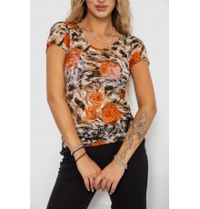 Футболка- женская сетка, цвет бежево-оранжевый, 186R628