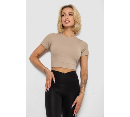 Футболка - топ женская в рубчик, цвет бежевый, 238R58210