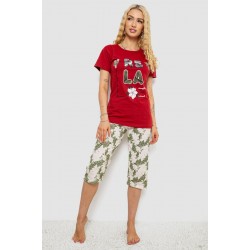 Пижама женская с принтом, цвет бордовый, 243R3755