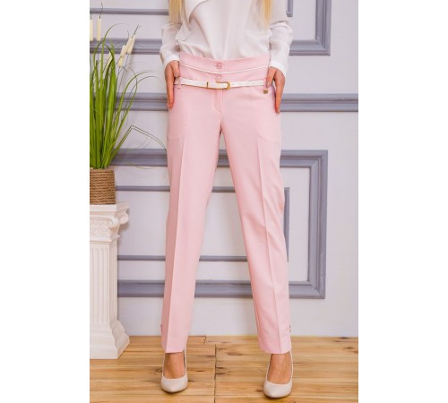 Класичні жіночі штани, рожевого кольору, з поясом, 182R245