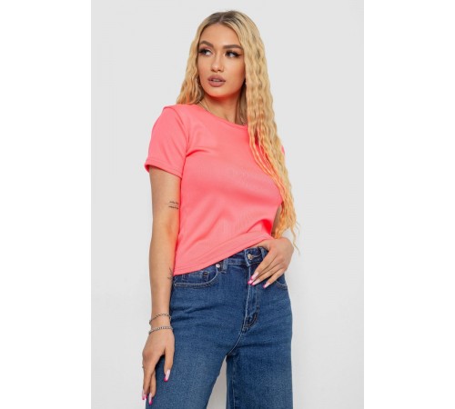 Футболка жіноча в рубчик, колір рожевий, 238R123-2