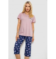 Піжама жіноча з принтом, колір пудровий, 243R10248
