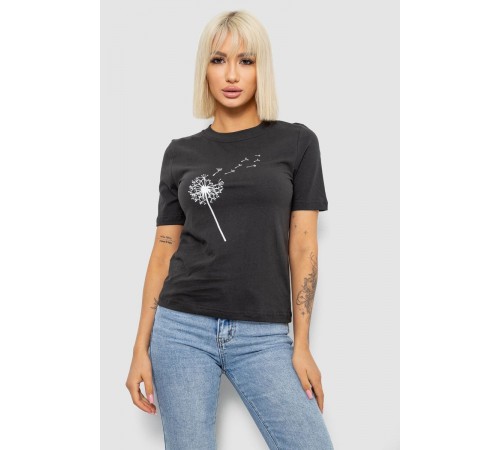 Жіноча футболка з принтом, колір грифельний, 241R124