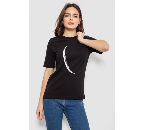 Футболка женская с принтом, цвет черный, 241R1830