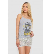 Жіноча піжама з принтом, колір сірий, 238R3101