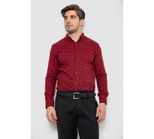 Сорочка чоловіча з принтом, колір бордовий, 214R7365-1